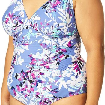 Women's Shirred One Piece Swimsuit with Removable Cups